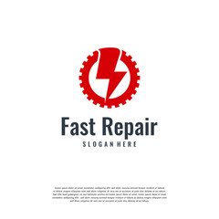 Bolt Electricity Gear logo designs concept vector, Fast Repair Thunder logo designs