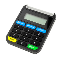 Domestic debit credit card reader isolated on a white background