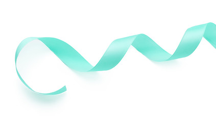 Shiny  ribbon in light pastel blue isolated on white background
