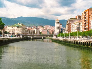 Panorama of Bilbao, Basque Country Spain, streets, bridges, Museum