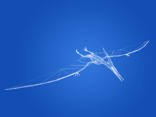 Pterosaur  dinosaurs  ,3d rendering wire frame
