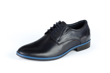 Black leather formal male shoes isolated on white background