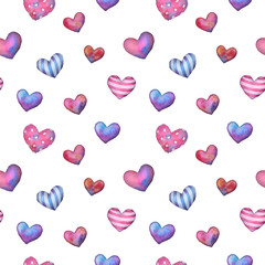 seamless watercolor pattern with hearts