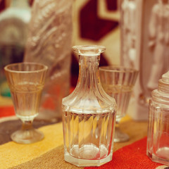 old decanters and glasses