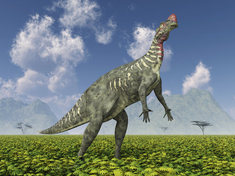 Dinosaurier Altirhinus in einer Landschaft