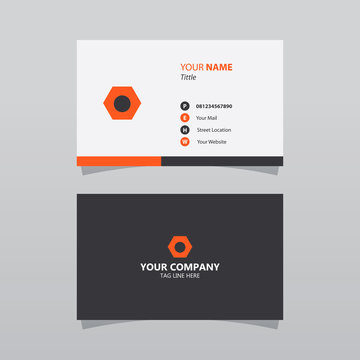 Modern Orange Bussines Card Template. Elegant Element Composition Design With Clean Concept.