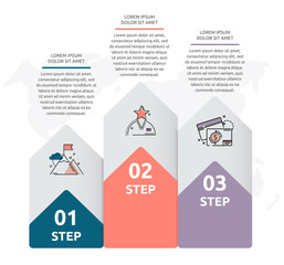 Vector infographic flat template concept for three labels, diagram, graph. Business concept with 3 options. For content, flowchart, steps, timeline, web, workflow, marketing, presentation