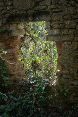 Mur troué d'une maison abandonnée