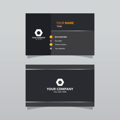Modern black bussines card template. Elegant composition design with silver effect. Name card easy for printing.