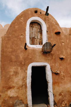 Tunisian Granery. Old ruins of a building, Ksar Ouled Debbab, Tataouine, Tunisia. Starwars film shooting place