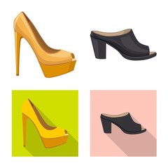 Vector illustration of footwear and woman symbol. Collection of footwear and foot vector icon for stock.