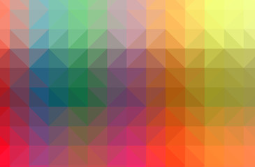 Illustration of abstract Blue, Green, Orange, Pink, Red, Yellow horizontal low poly background. Beautiful polygon design pattern.