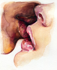 kiss. illustration. watercolor painting - 280349137