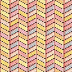 Fototapeta premium Herringbone halftone seamless background in warm tones