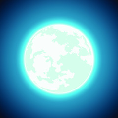 vector full moon. luminous halo can be used as a background, postcard, pattern on clothing, scrapbooking, book illustration