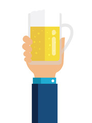 holding a beer in hand / flat vector illustration