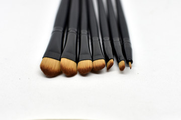 various makeup brush sizes isolated on white background