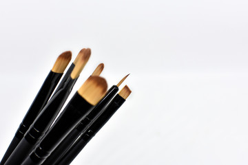 various makeup brush sizes isolated on white background