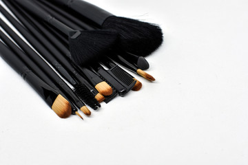 various makeup brush sizes isolated on white background