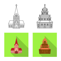 Obraz premium Vector design of cult and temple icon. Set of cult and parish vector icon for stock.
