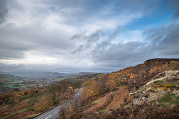 Stunning Autumn Fall landscape scene from Surprise View in Peak District in England