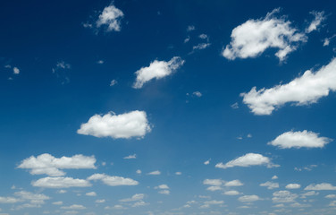 Bright beautiful blue sky with clouds for background or texture