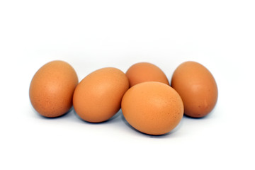 chicken eggs isolated on white background