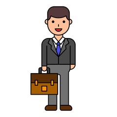 Businessman with bag vector, filled style editable outline icon
