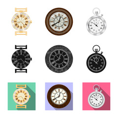 Fototapeta na wymiar Vector design of clock and time logo. Collection of clock and circle vector icon for stock.