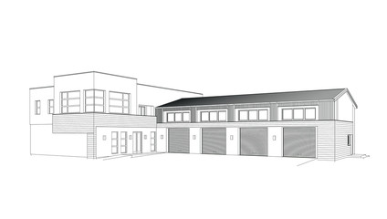 3d automobile repair shop. Architectural blueprint.