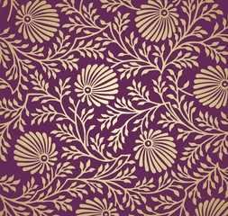 wedding card design, paisley floral pattern , India	