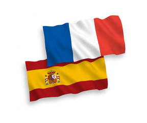 Flags of France and Spain on a white background
