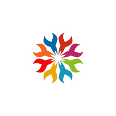 Fototapeta premium Community and adoption care logo design vector template