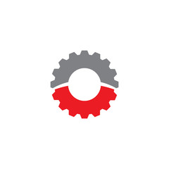 Industrial company logo design vector template with gear icon