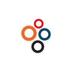 Industrial company logo design vector template with gear icon