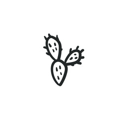 Hand drawn cactus. Simple vector icon