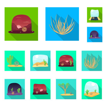 Isolated object of landscape and nature sign. Collection of landscape and environment stock vector illustration.