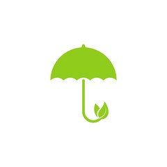 Green Umbrella Weather Rain Protection Isolated Logo Vector 