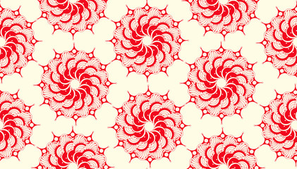 butterfly rosettes seamless ivory red