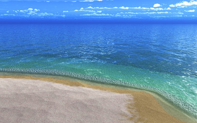 The sea and sandy beach made in 3D Render