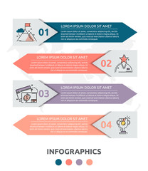 Vector infographic flat template for four label, diagram, graph. Business concept with 4 options and arrows. Using for content, flowchart, steps, timeline, workflow, marketing, presentation, web