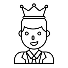 Businessman wearing a crown vector illustration, line style icon
