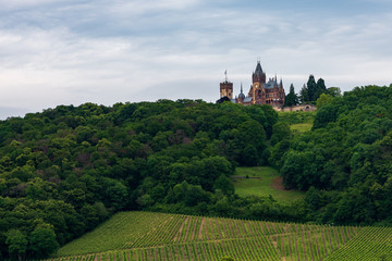 View on castle Drachenburg from Bonn-Mehlem, Germany.
