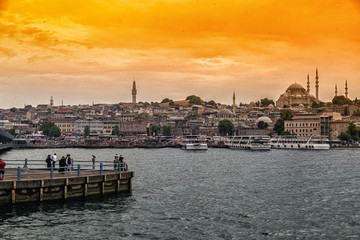 Fototapeta premium Istanbul Golden Horn and City Ferry
