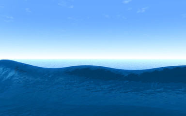 The sea and wave made in 3D Render