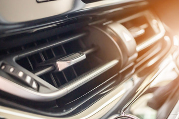 Air conditioner in modern car close up