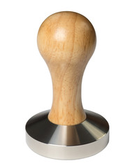 Barista coffee tamper wit wooden handle isolated on white background