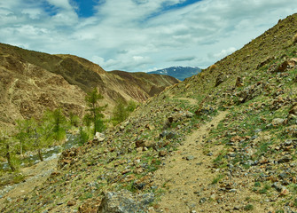 Red mountains in Kyzyl-Chin valley