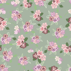Abstract seamless pattern of cute hand painted simple flowers - 280358376