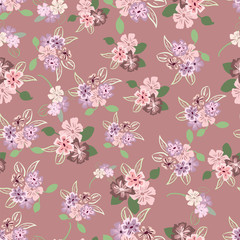 Abstract seamless pattern of cute hand painted simple flowers - 280358389